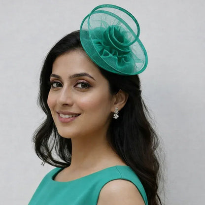 Teal Green Twisted Fascinator Hat