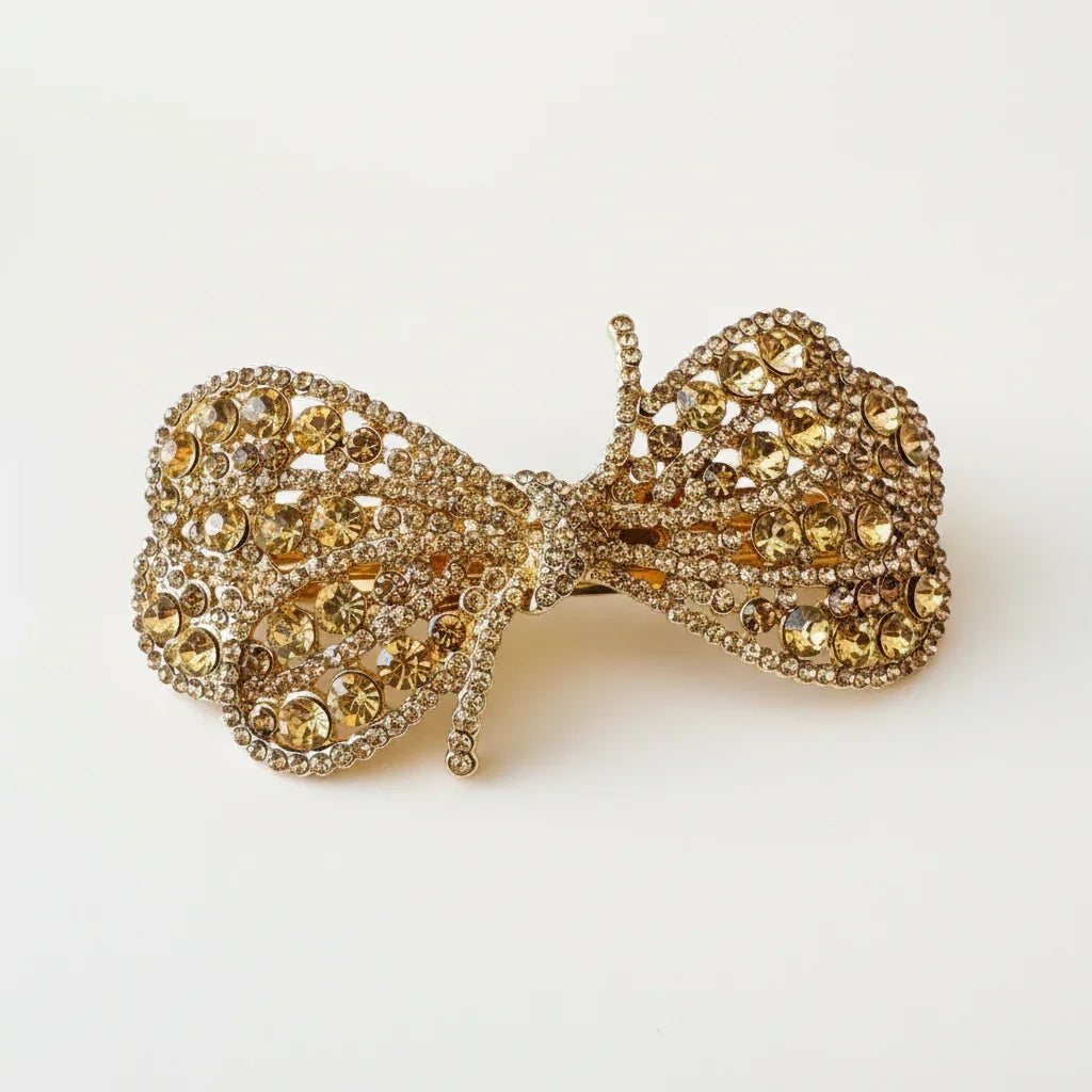 Golden Gleam Luxe Bow Barrette Clip (2 Colors)