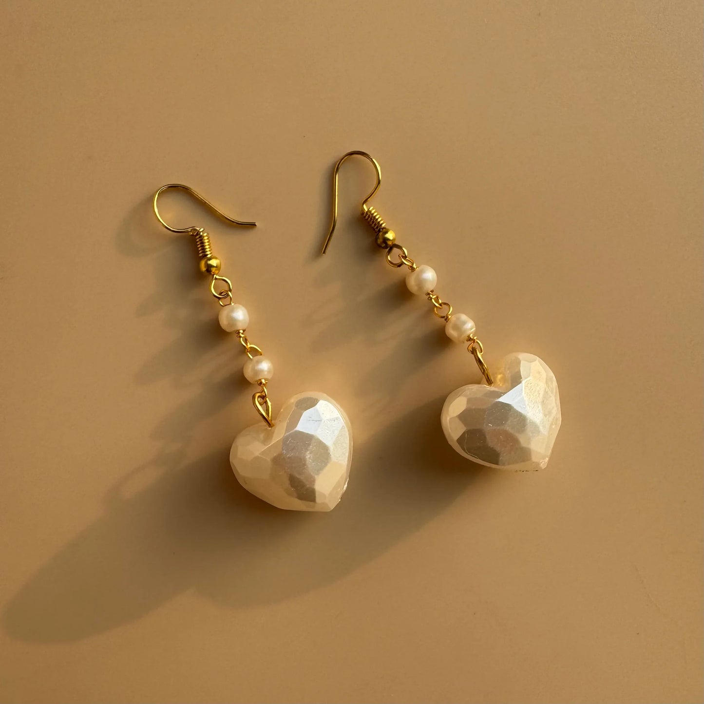 Heart Pearl Drop Earrings