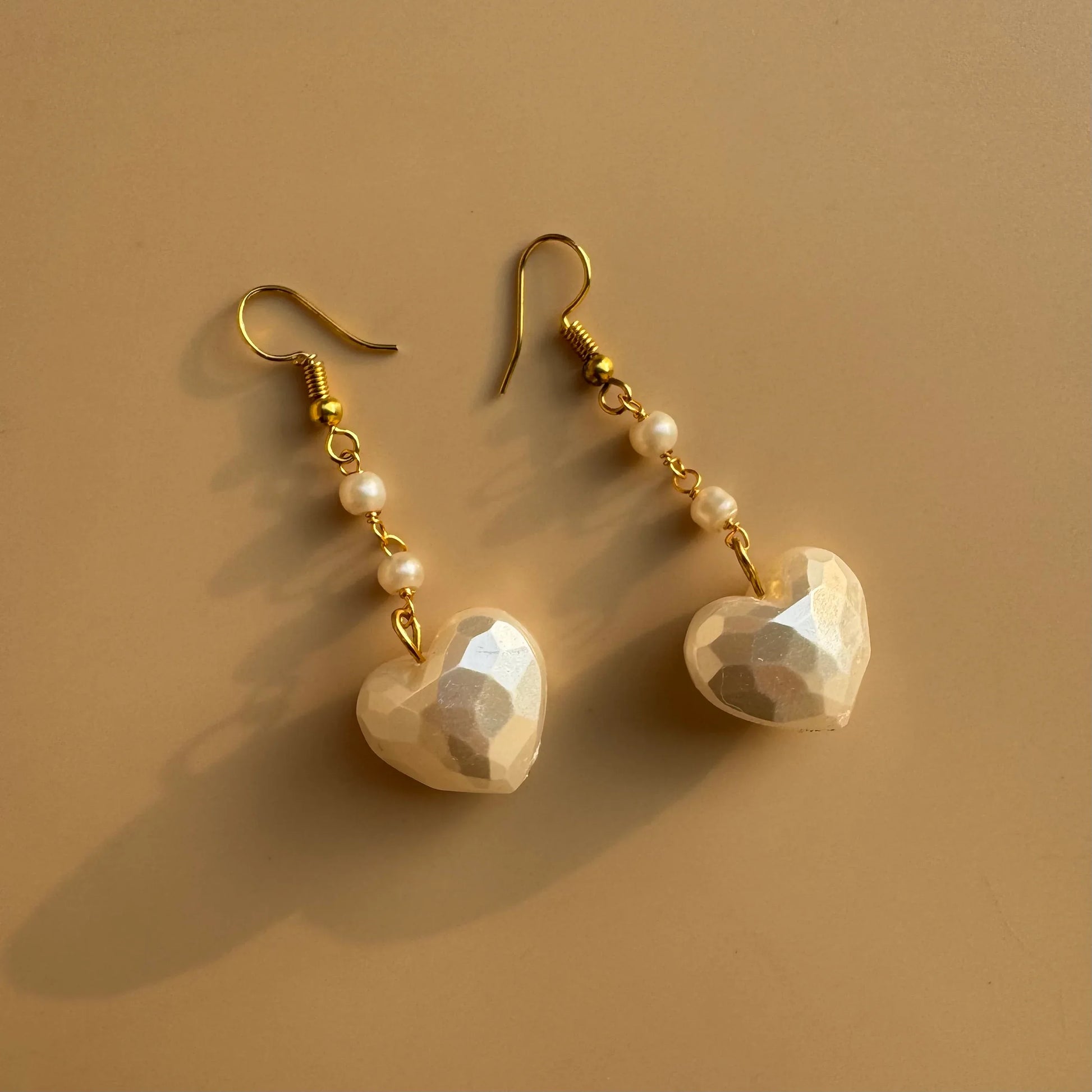 Heart Pearl Drop Earrings