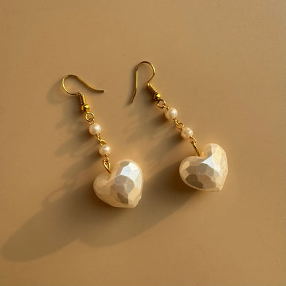 Heart Pearl Drop Earrings