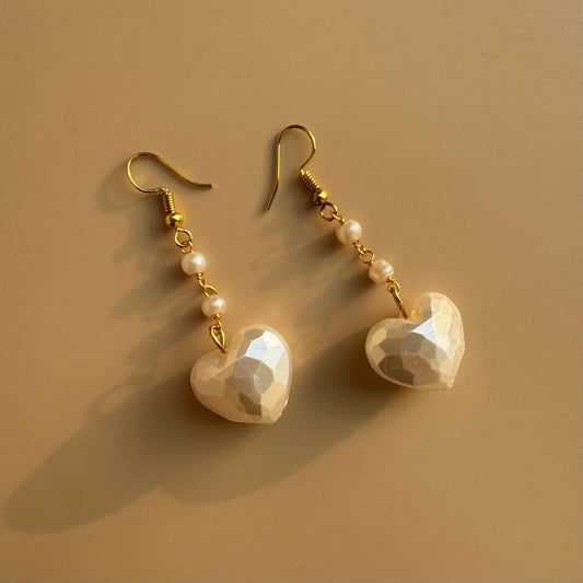 Heart Pearl Drop Earrings