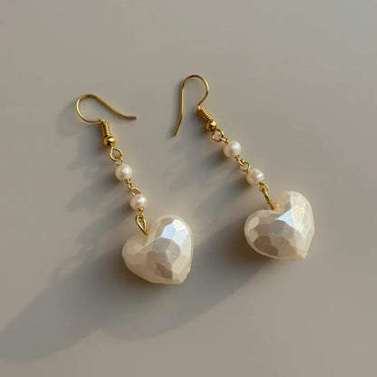 Heart Pearl Drop Earrings