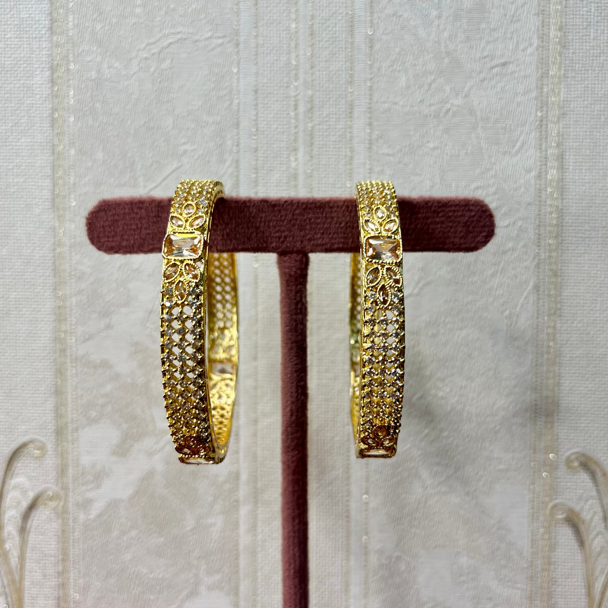 Gold-Plated Bangles with Intricate Stone Detailing – Traditional & Festive Jewelry