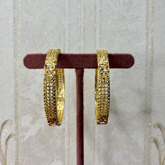Gold-Plated Bangles with Intricate Stone Detailing – Traditional & Festive Jewelry