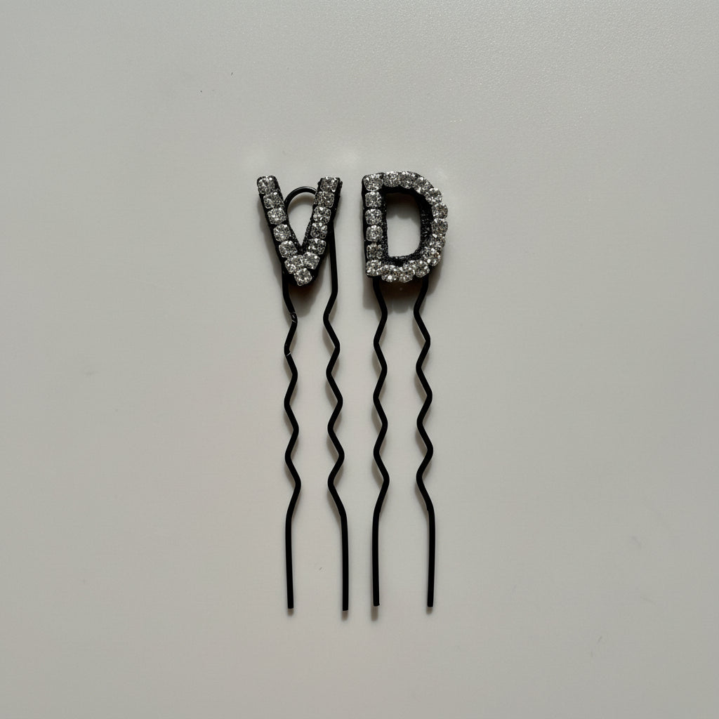 Custom Name Silver Crystal Letter Clips (Small)
