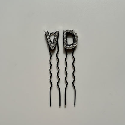 Custom Name Silver Crystal Letter Clips (Small)