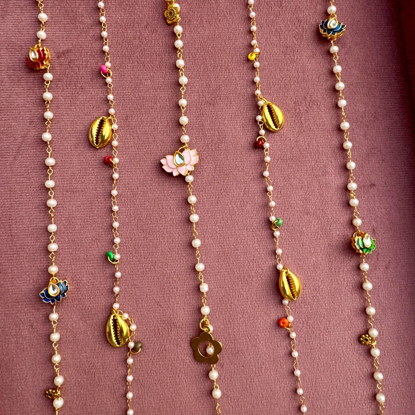 Lotus & Shell Pearl Bridal Hair Chain | Cascading Bun Accessory