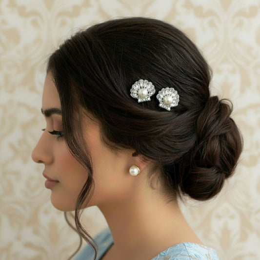 Crystal Shell Pearl Hair Pin Set (2)