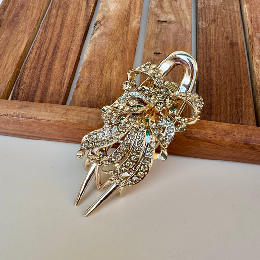 Royal Radiance Bow Claw Clips - Champagne tone