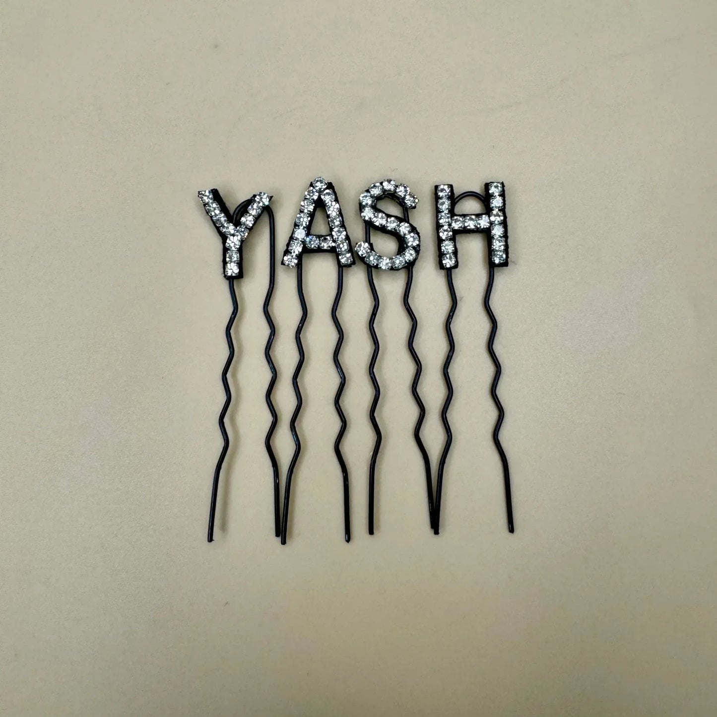 Custom Name Silver Crystal Letter Clips Bridal Hair Pins