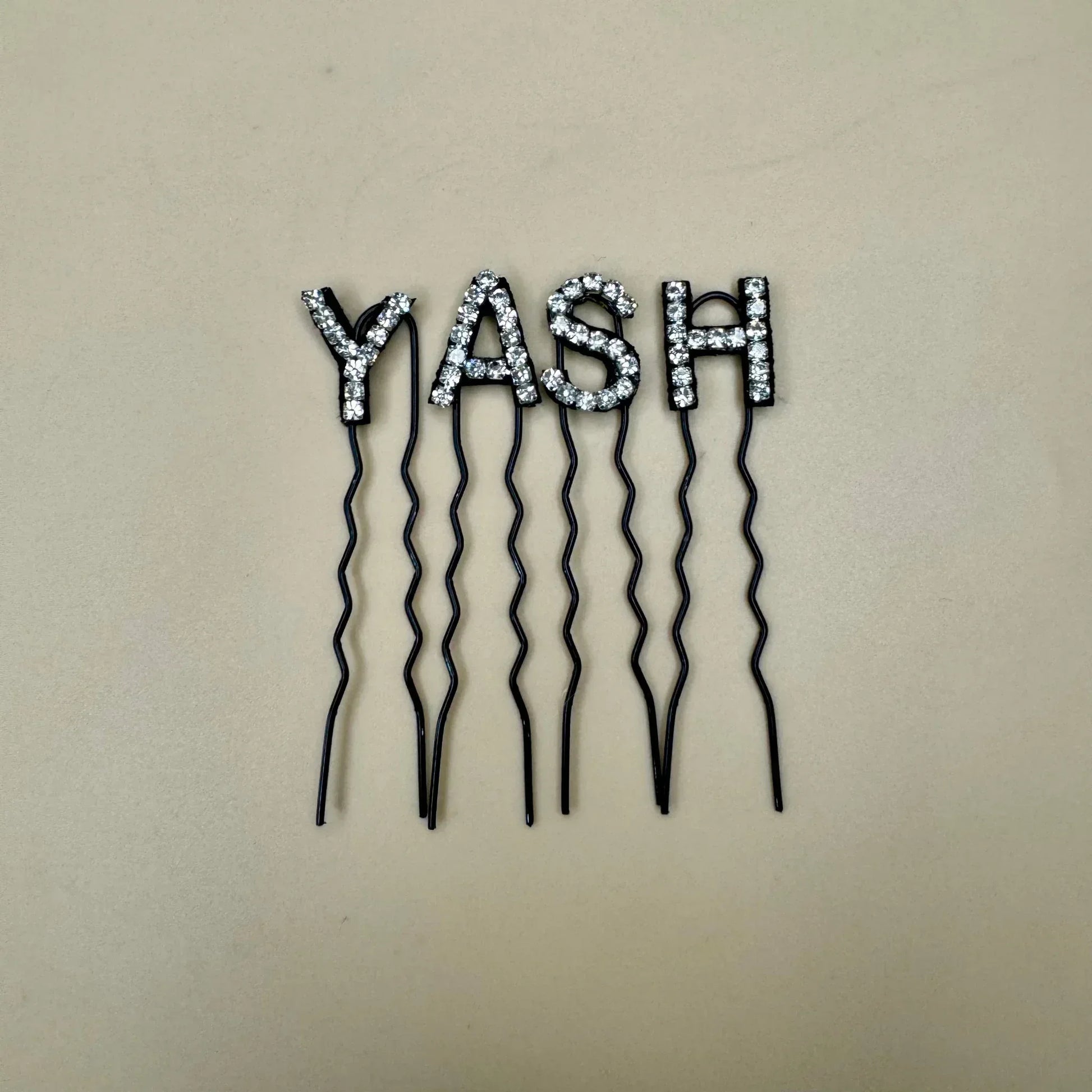 Custom Name Silver Crystal Letter Clips Bridal Hair Pins