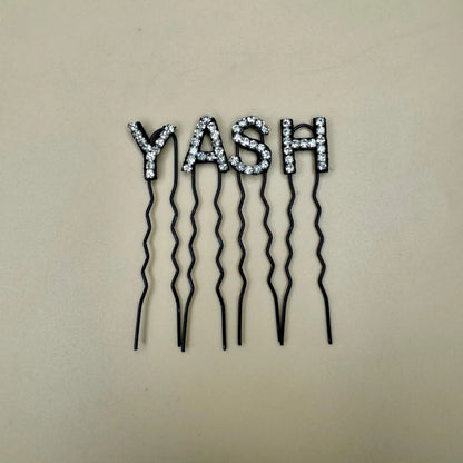 Custom Name Silver Crystal Letter Clips Bridal Hair Pins