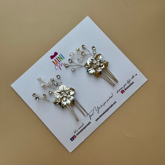Silver Blossom Bridal Hair Pins - Set of 2