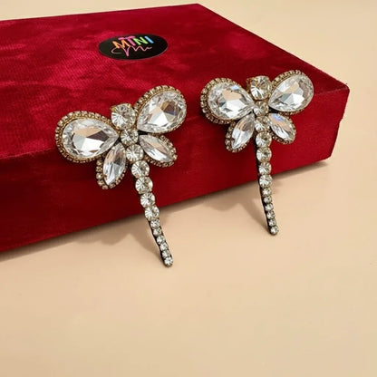 Crystal Dragonfly Statement Hair Pins - Clear Crystals