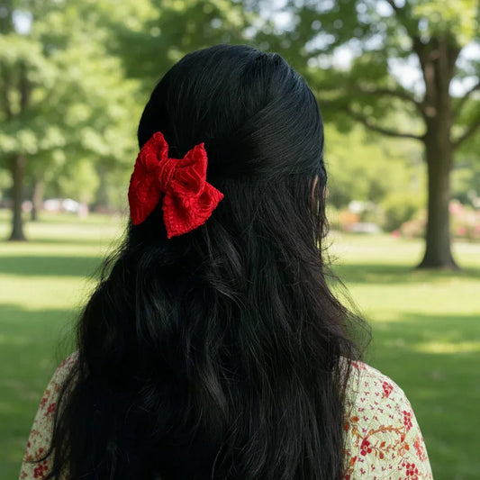 Red bow hair clip
