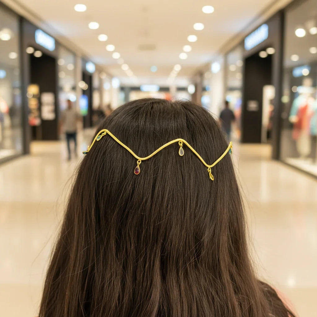 Wave Halo Hair Wrap with Stone Drops