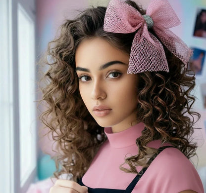 Pink Tulle Bow Hair Clip