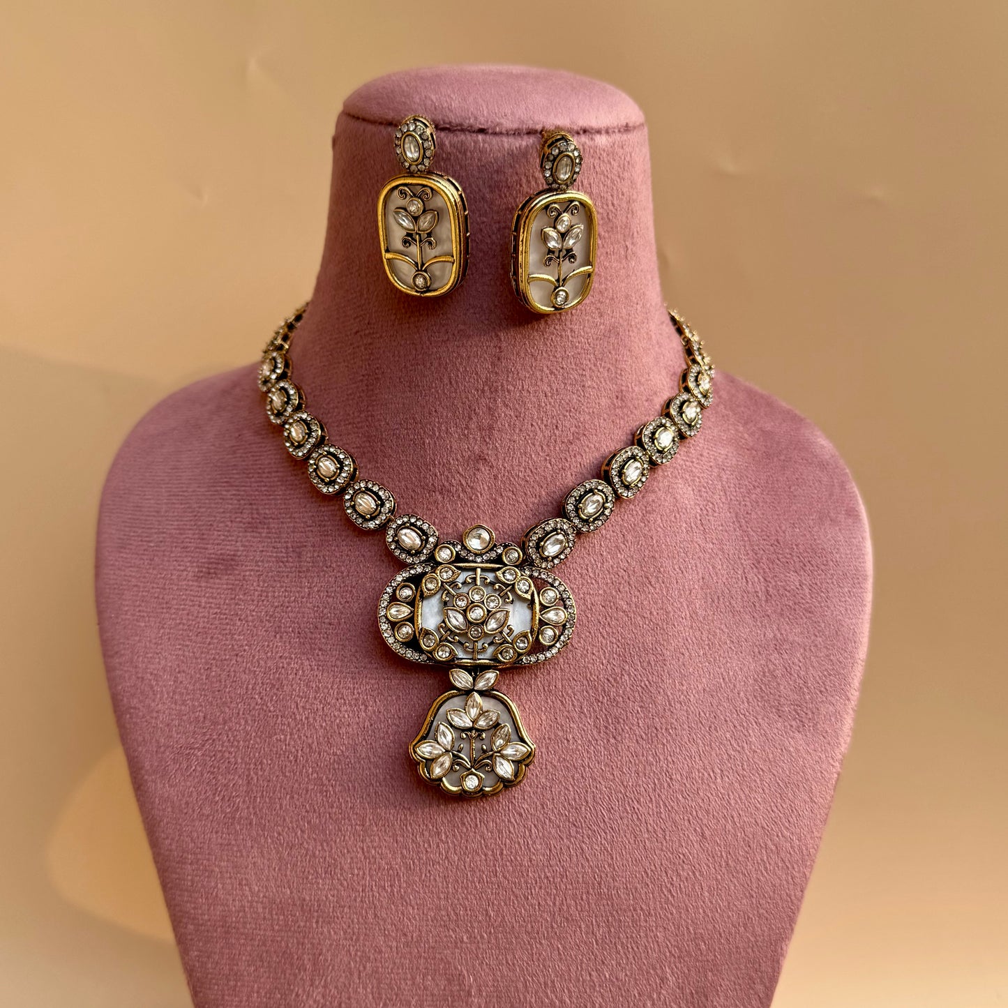 Antique Moissanite Earring with Floral Detailing