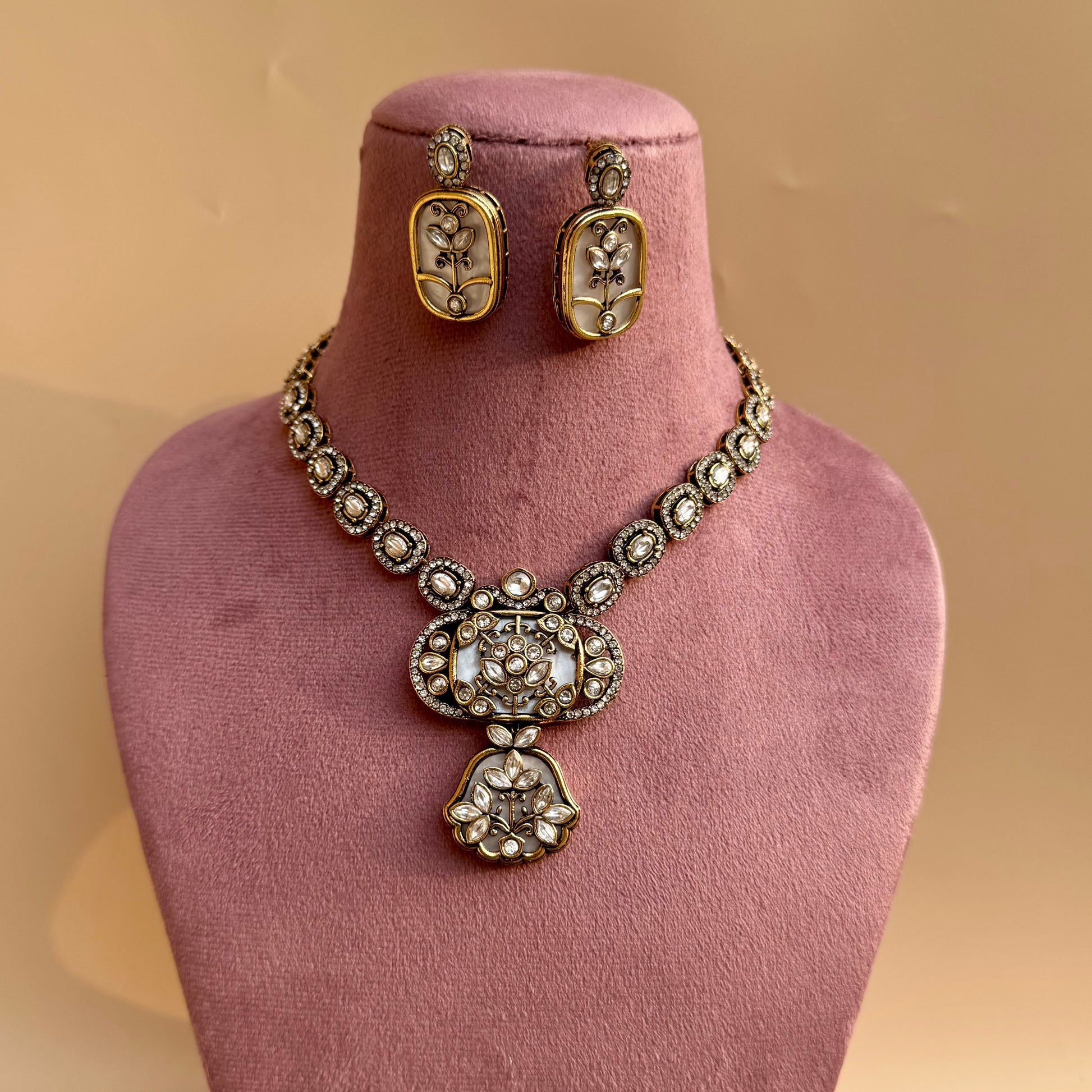 Antique Moissanite Earring with Floral Detailing