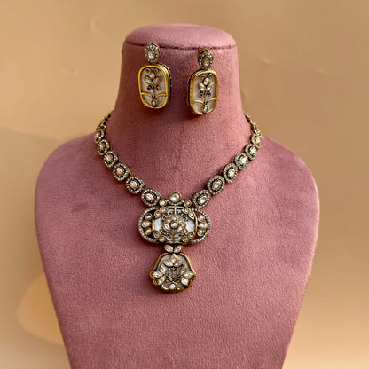 Antique Moissanite Earring with Floral Detailing