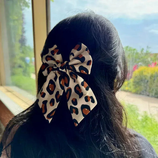Animal Print Pigtail Bow