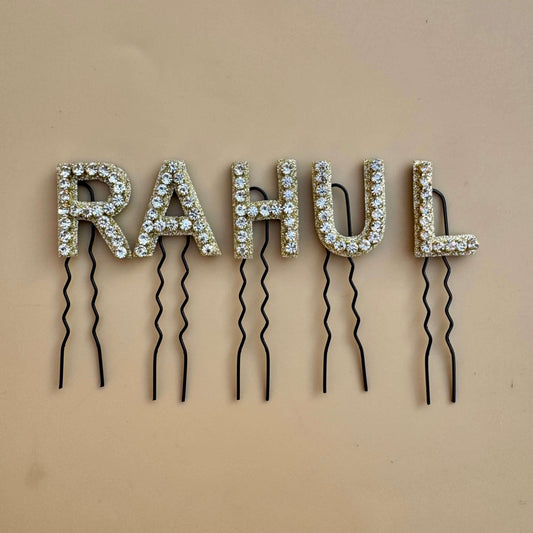 Custom Name Silver Crystal Golden Luxe Letter Clips