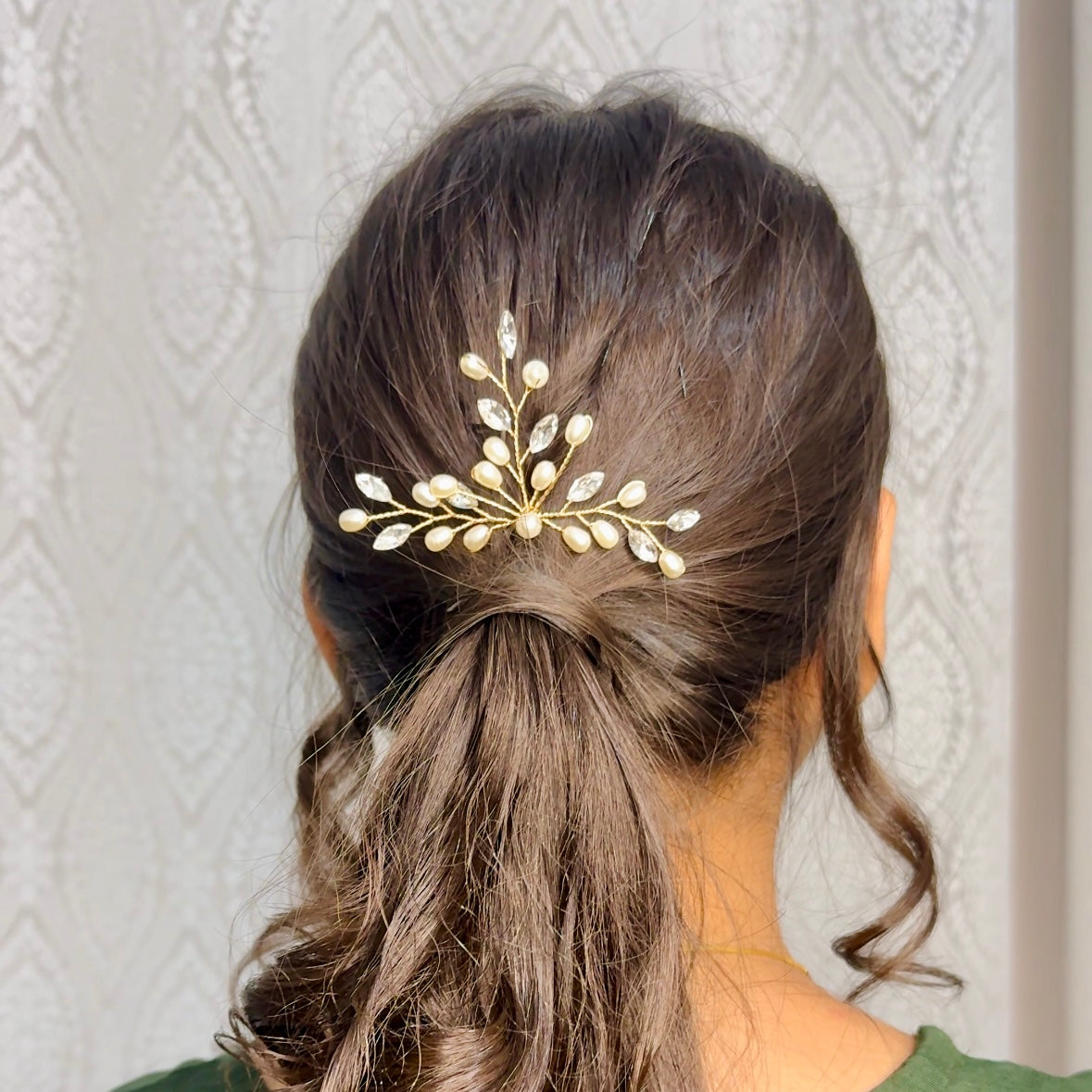 Ethereal Bloom Pearl & Crystal Hair Pin