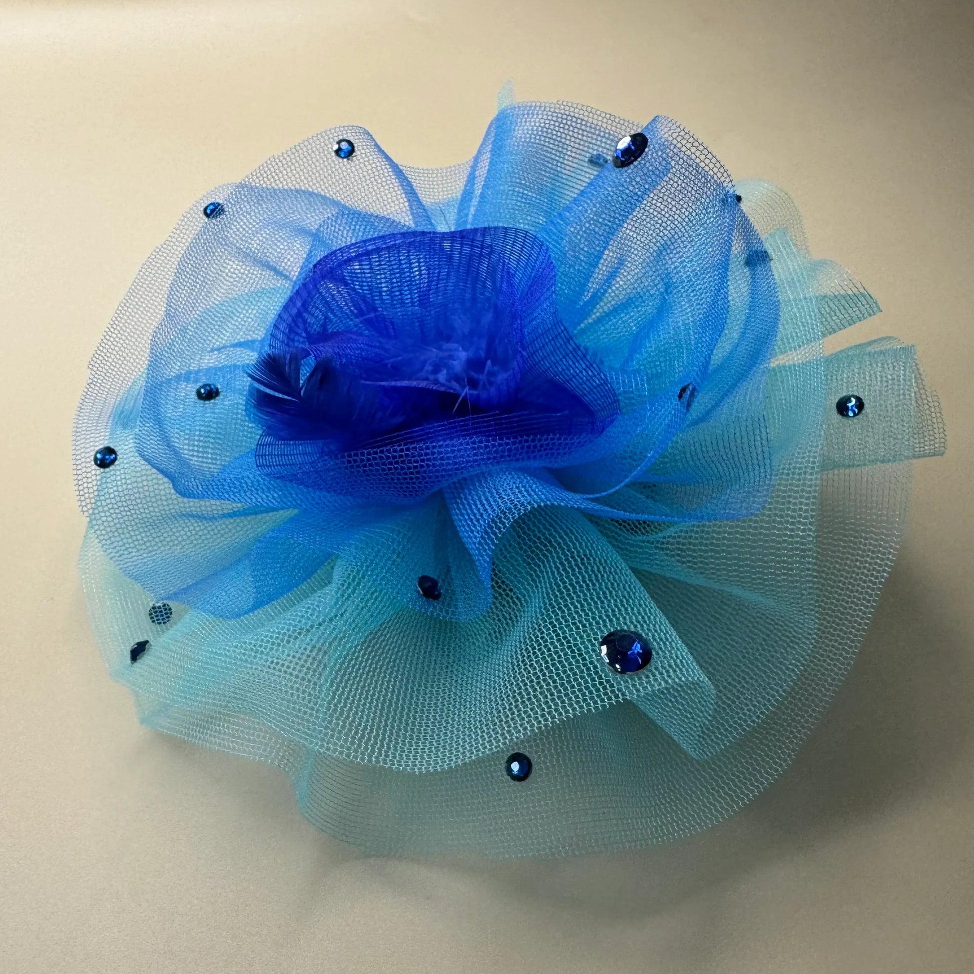 Royal Blue and Turquoise Blue Ruffled Fascinator
