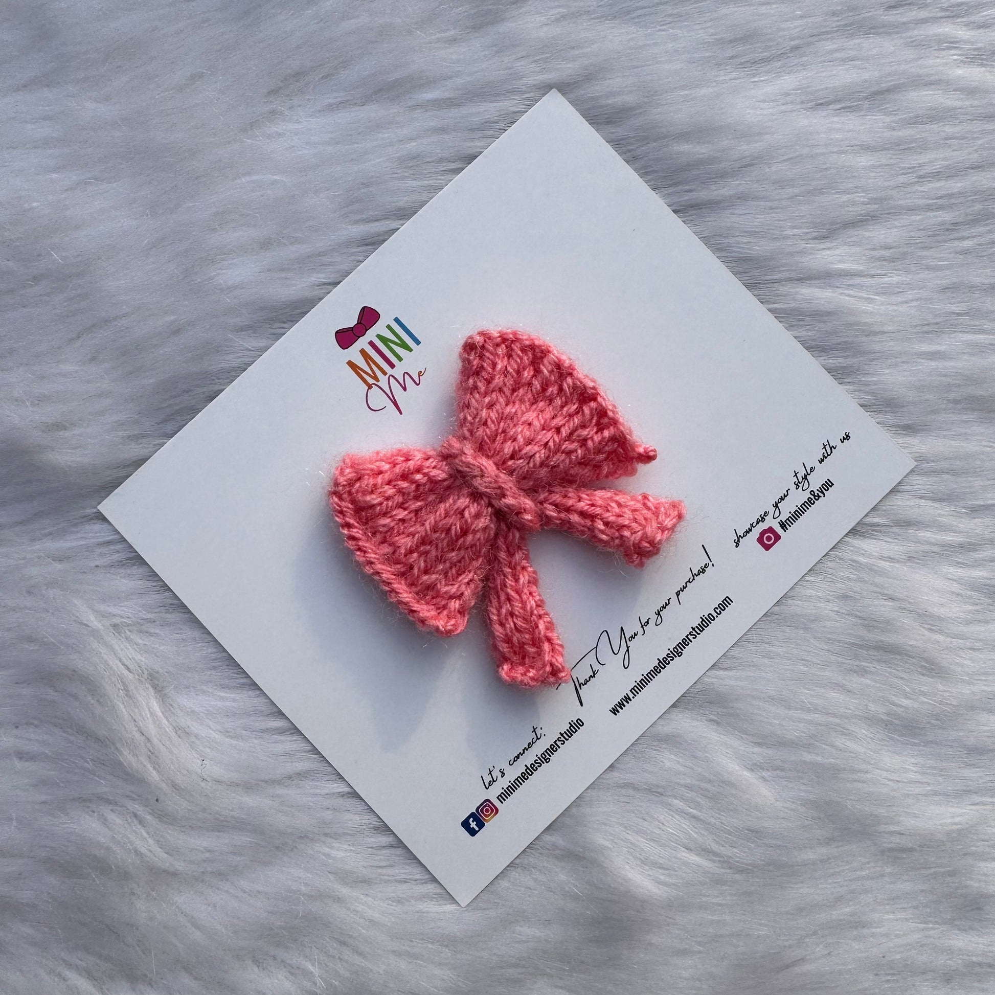 Pink Knitted Bow Hair Clip