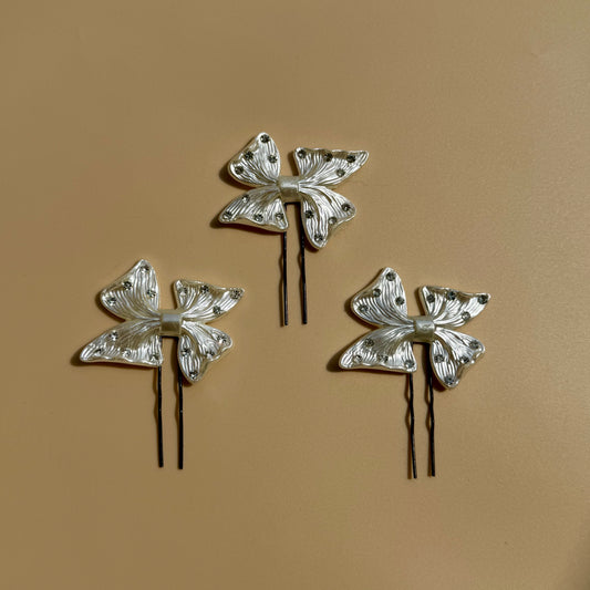Mini Bow Hair Pins – Set of 3