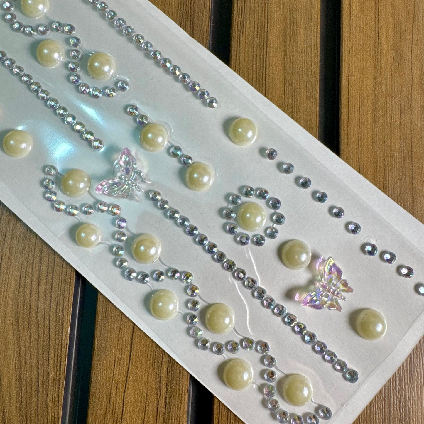 Pearl Butterfly & Stars 3D Hair Sticker Sheet | Self-Adhesive