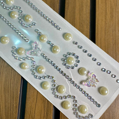 Pearl Butterfly & Stars 3D Hair Sticker Sheet | Self-Adhesive