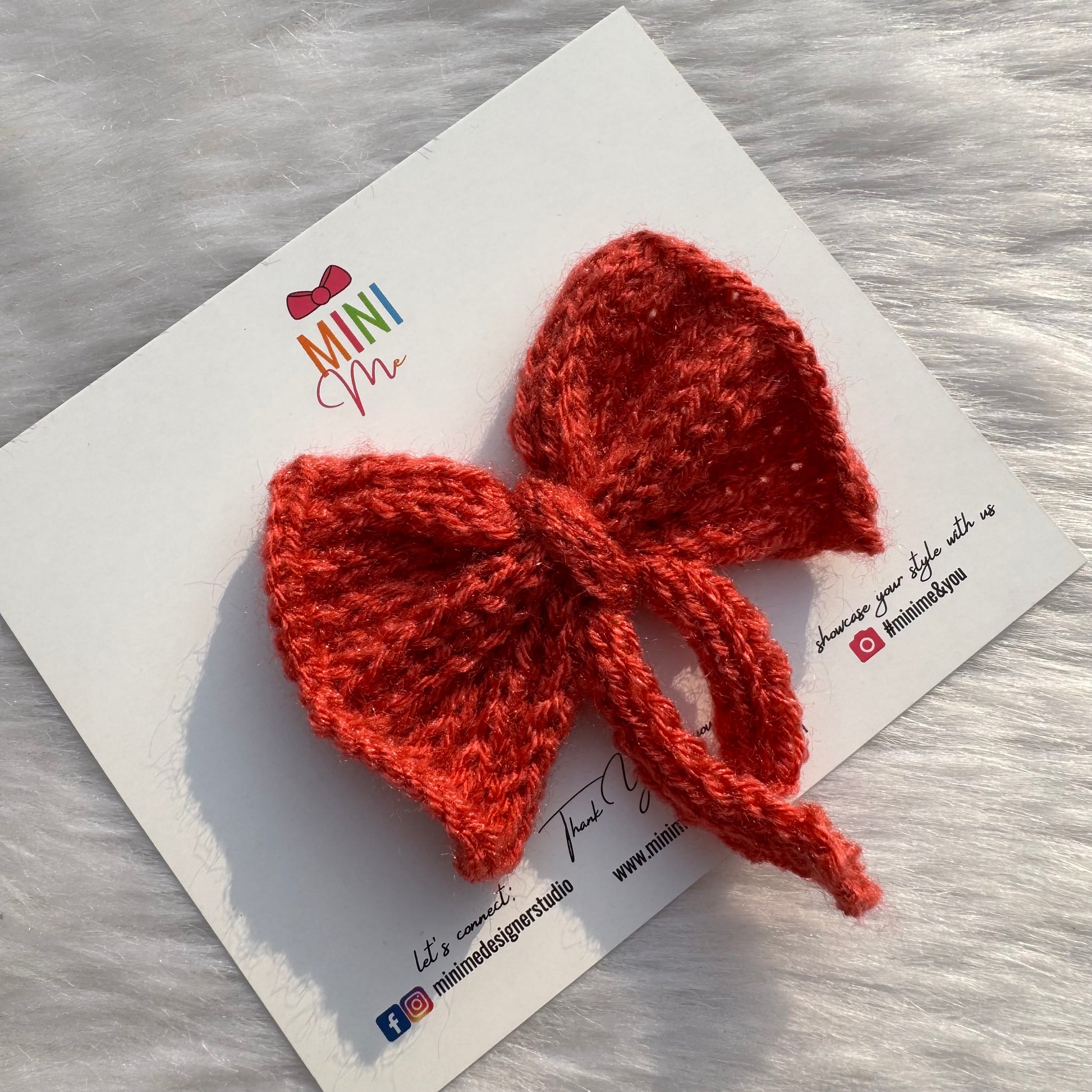 Rust Knitted Tail Bow Baby Headband