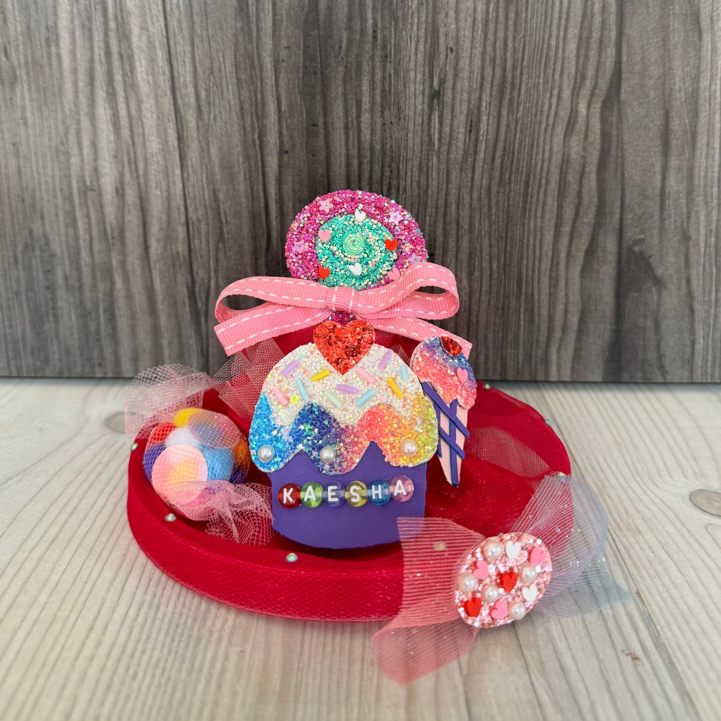 Personalised Name Pink Candy Fascinator Hat