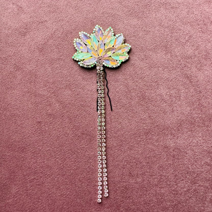 Aurora Crystal Blossom Tassel Hair Pin