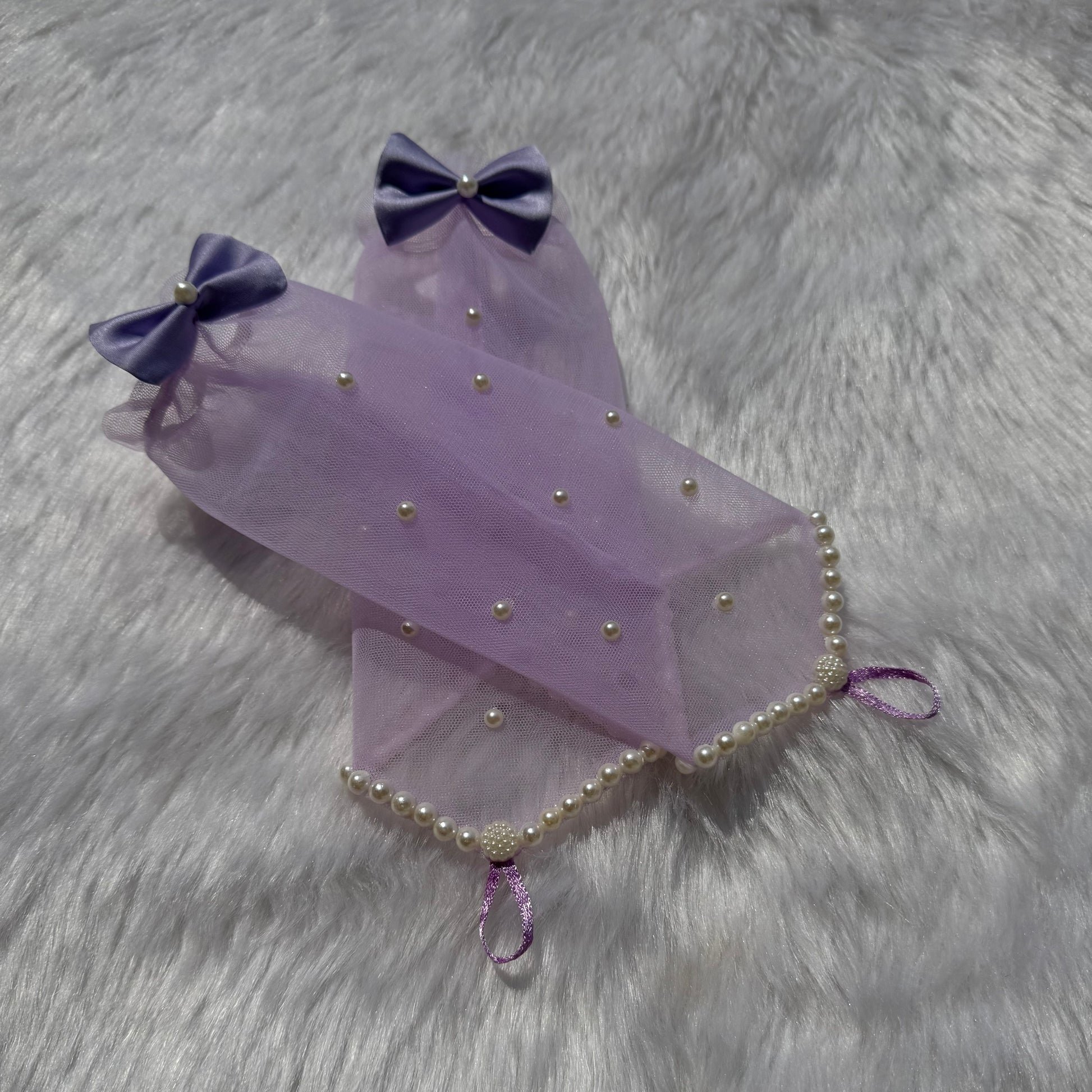 Embellished Lilac Princess Fingerless Gloves
