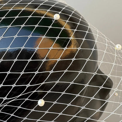 Pearl Petals White Birdcage Veil
