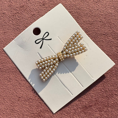 Stone Pearl Bow Hair Clip