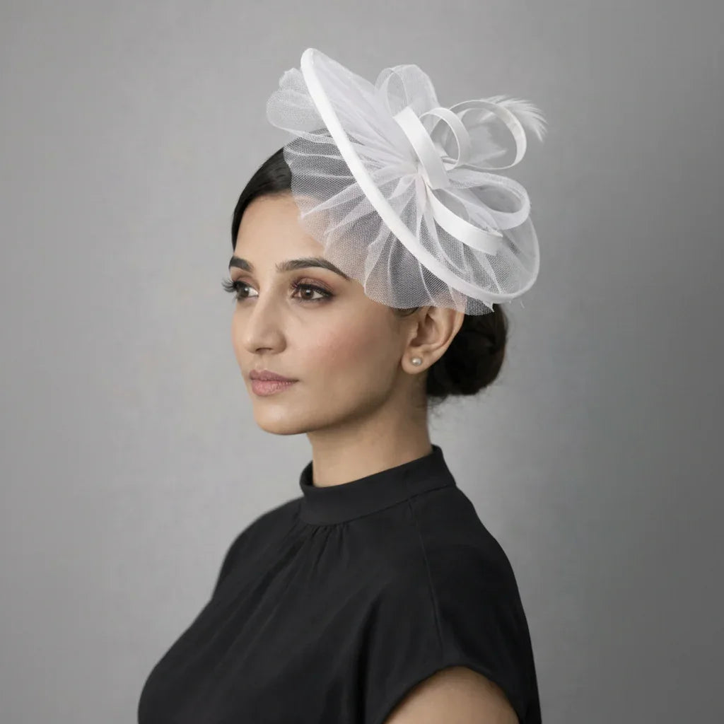 WILD CHERVIL White Cocktail Hat