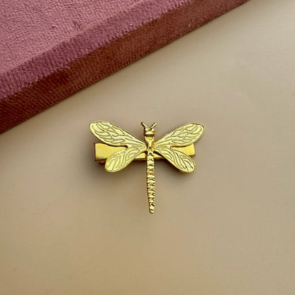 Golden Brass Dragonfly Hair Pin