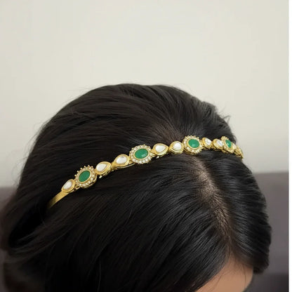 Green Kundan Hairband