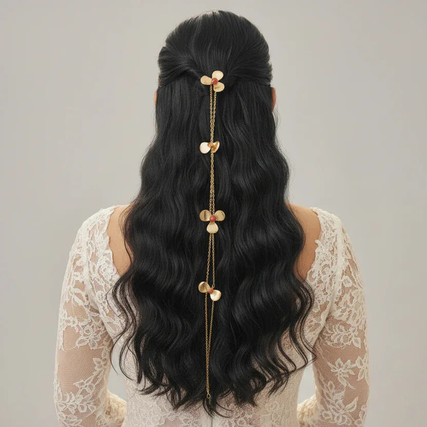 Golden Flowers Choti Hair Chain