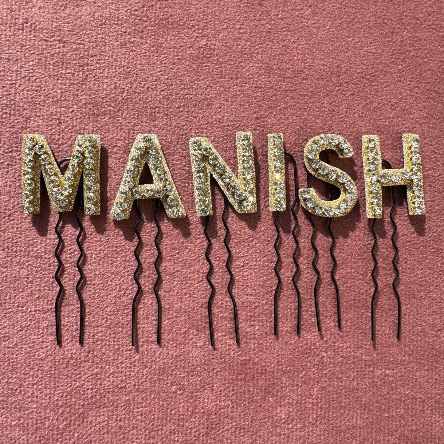 Custom Name Silver Crystal Golden Luxe Letter Clips