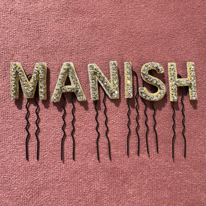 Custom Name Silver Crystal Golden Luxe Letter Clips