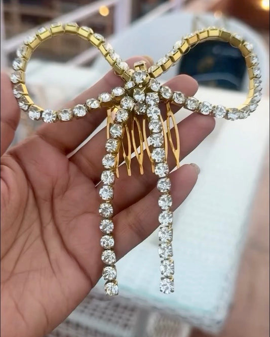 Crystal Bow Statement Hair Clip