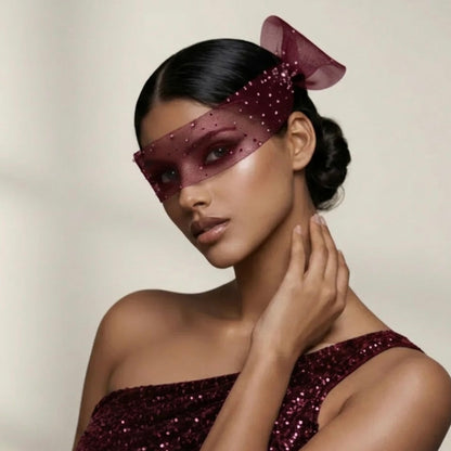 Vireza Crystal Eye Veil Headpiece Wine