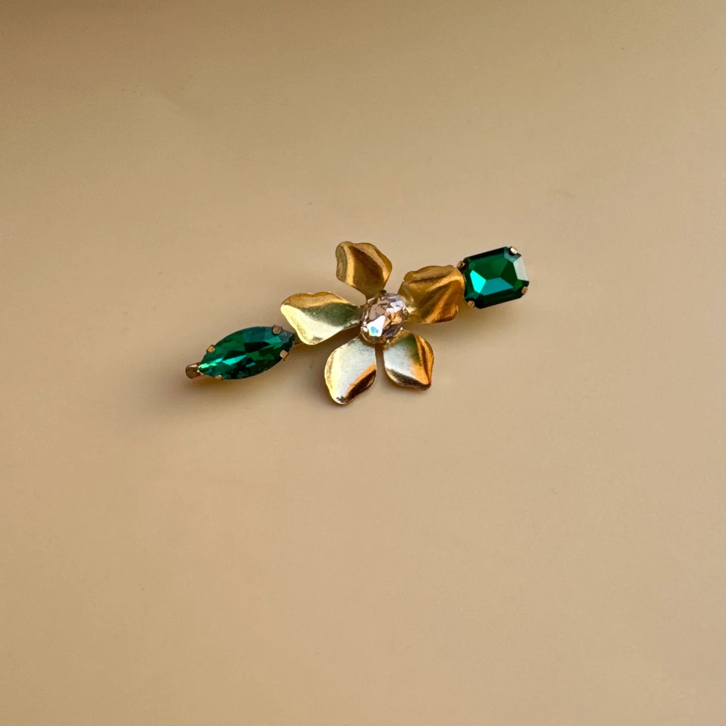 Emerald Floral Crystal Hair Pin