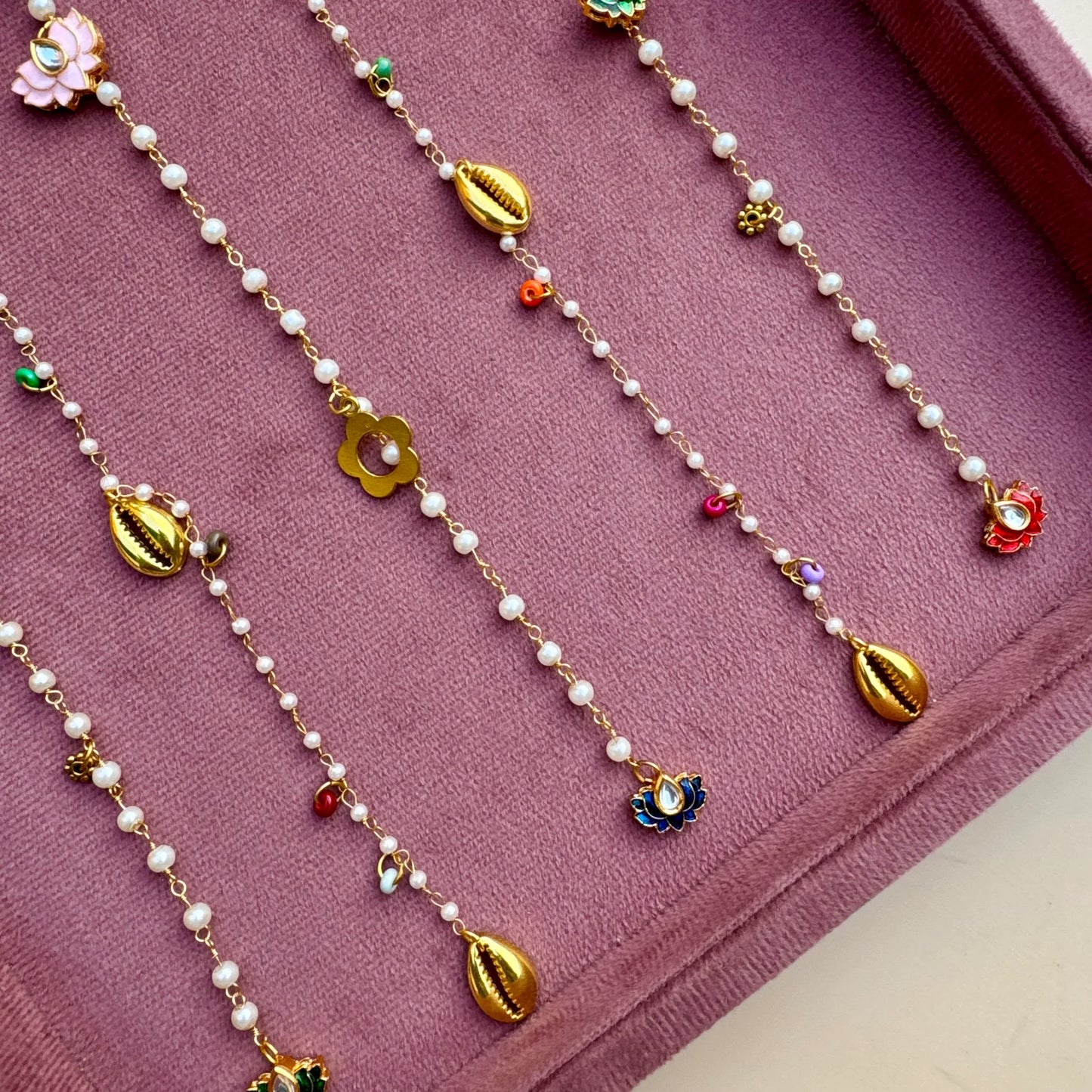 Lotus & Shell Pearl Bridal Hair Chain | Cascading Bun Accessory