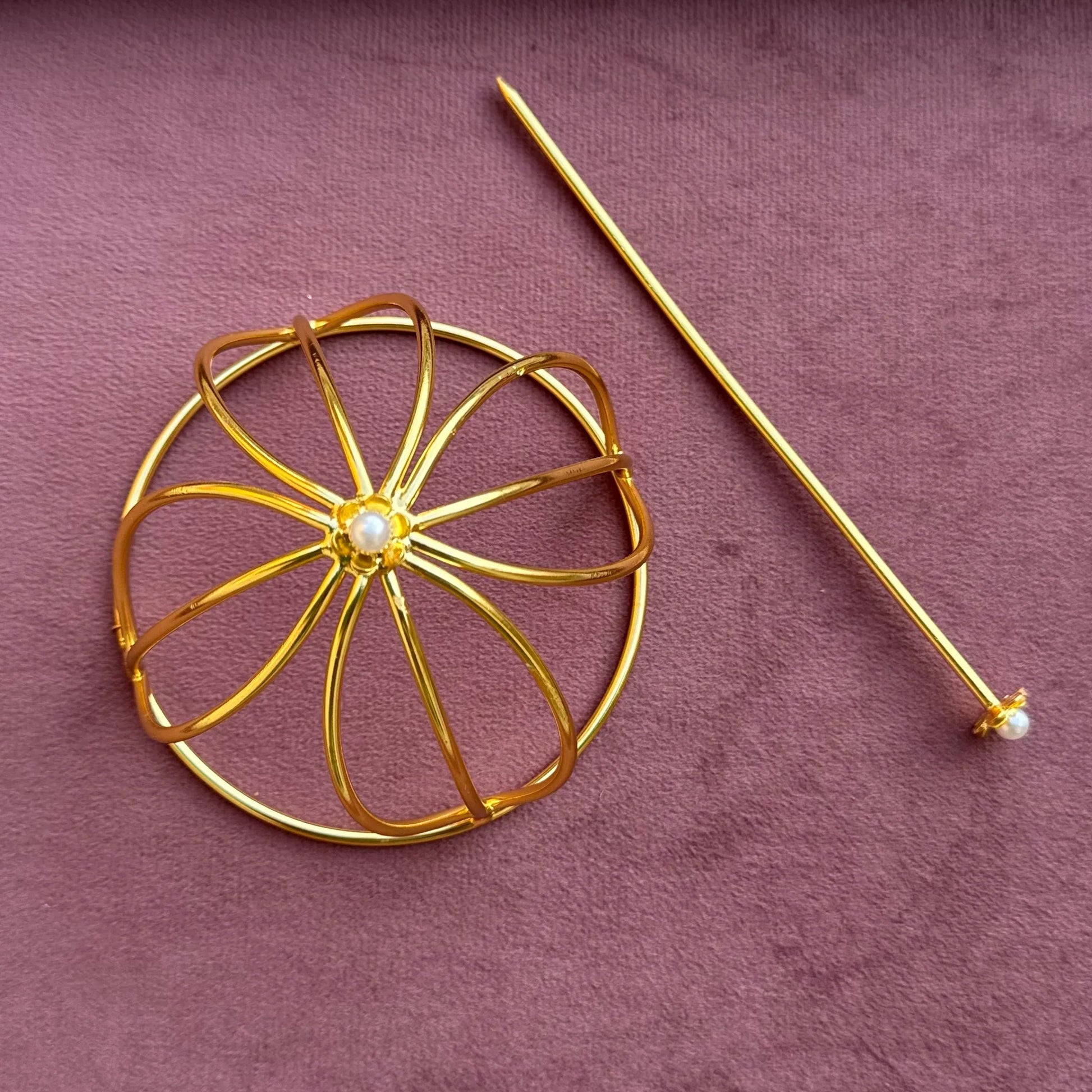 Petals Brass Bridal Bun Cage
